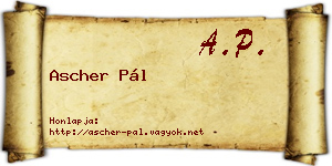 Ascher Pál névjegykártya